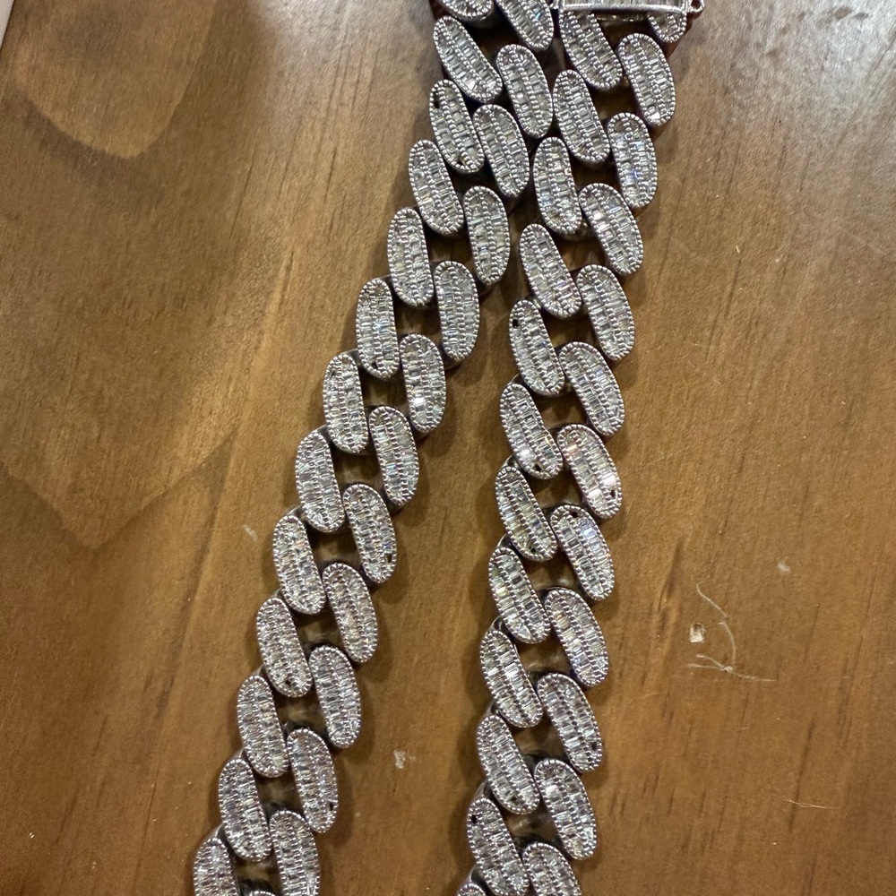 Rare iced out Miami link Cuban link silver 925 chain with genuine diamonds - Picture 3 of 6